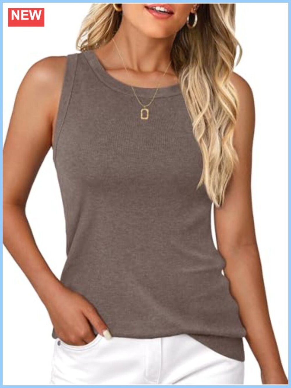 Women's Sleeveless Sweater Tank Top Crew Neck Slim Fit Soft Cozy Layering
